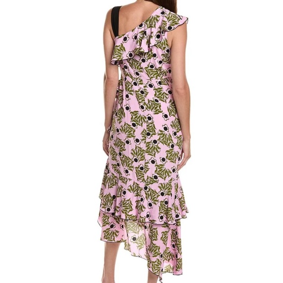 Diane Von Furstenburg pink floral Violetta one shoulder dress - Medium - Picture 2 of 8